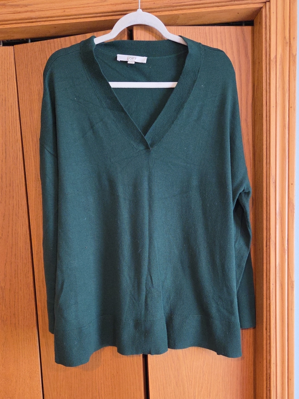 LOFT Forest Green V-Neck Pullover Sweater Size Xxl